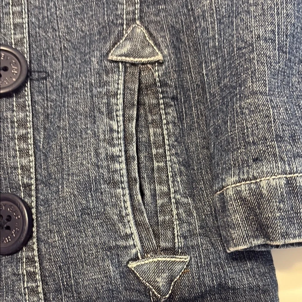 GAP Blue and Pink Cropped Jean Jacket